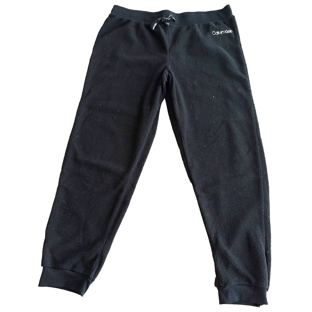 Calvin Klein Sleepwear Pants Women/Men Large Black Fleece Lounge Pajama Joggers
